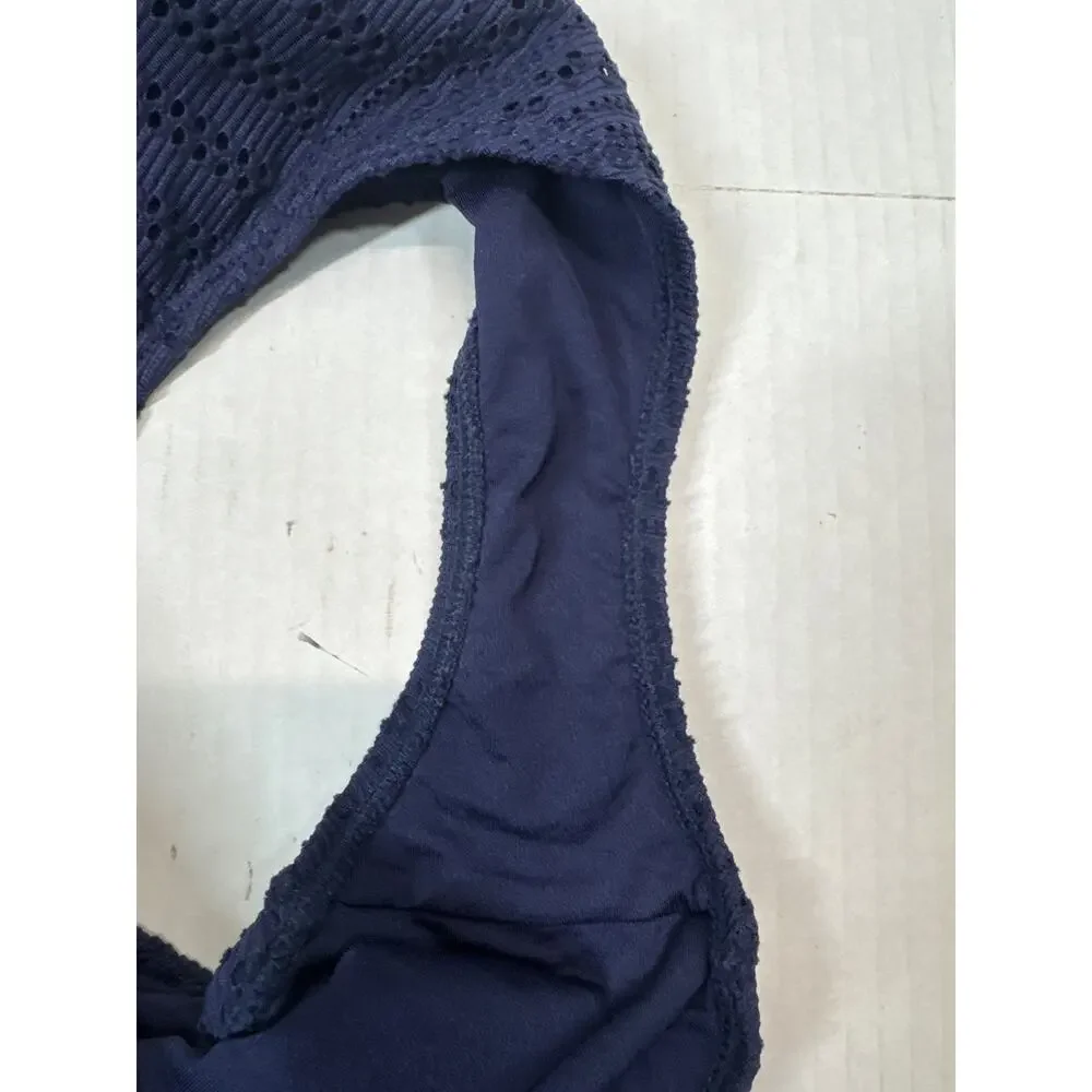 Anne Cole Blue Eyelet One Piece Swimsuit Strapless Halter Womens Size 10‎